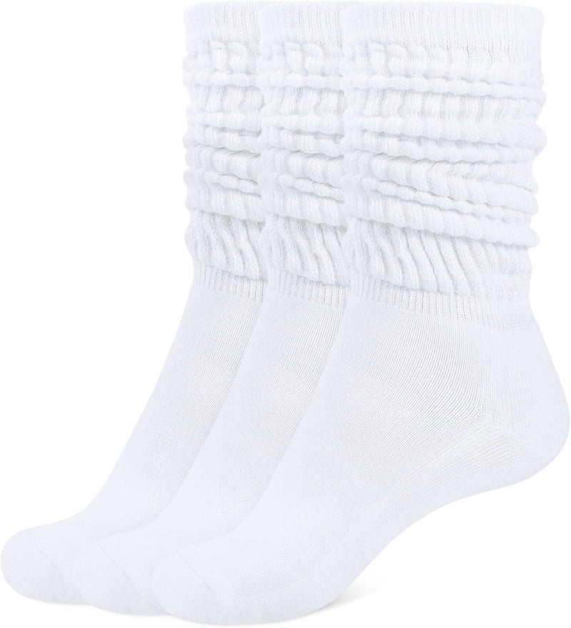 CLOSEMATE Womens Crew Slouch Socks Cotton Soft Scrunch for Boots Loafers Sneakers 3 Pairs - Image 1